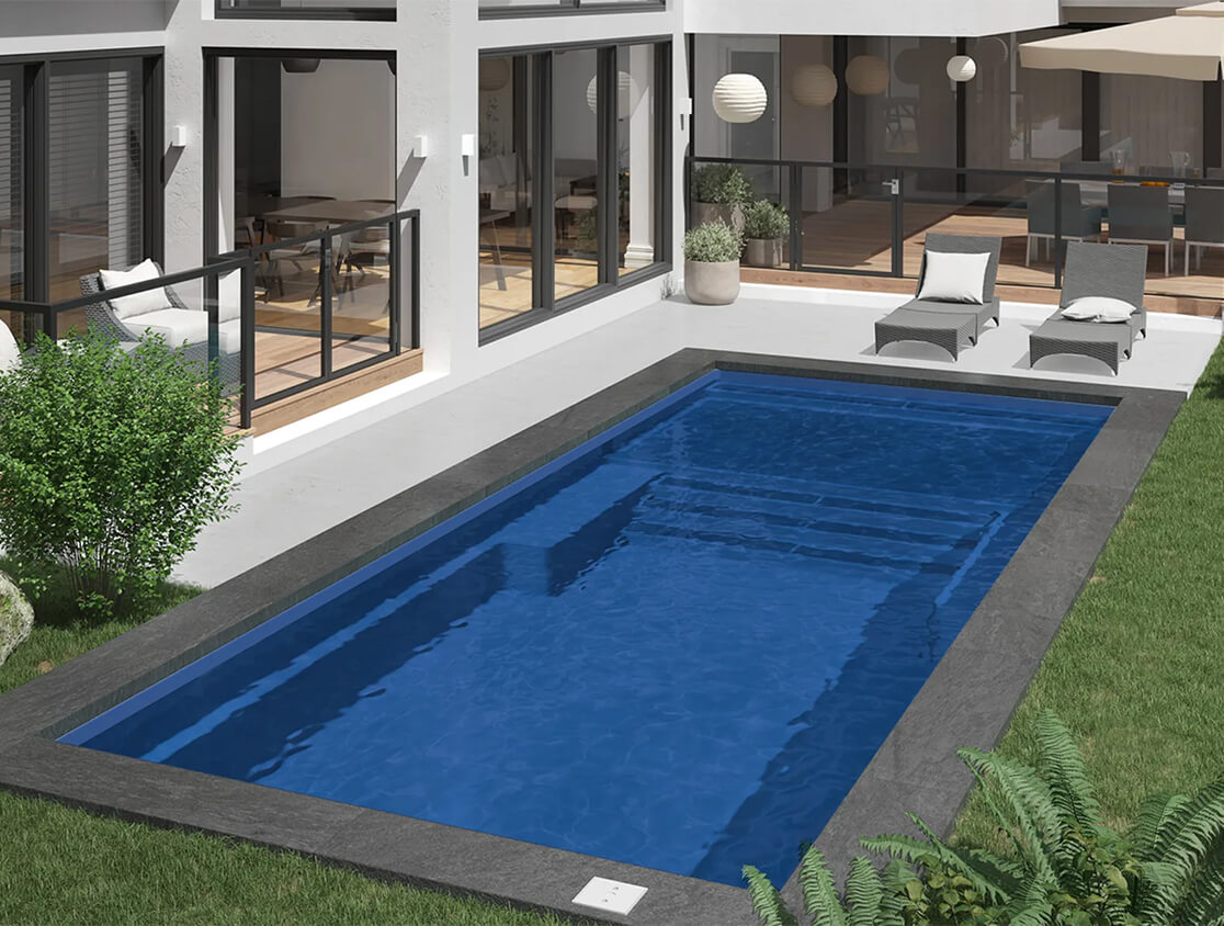 Exemple piscine en fibre de verre couleur Ocean Floor