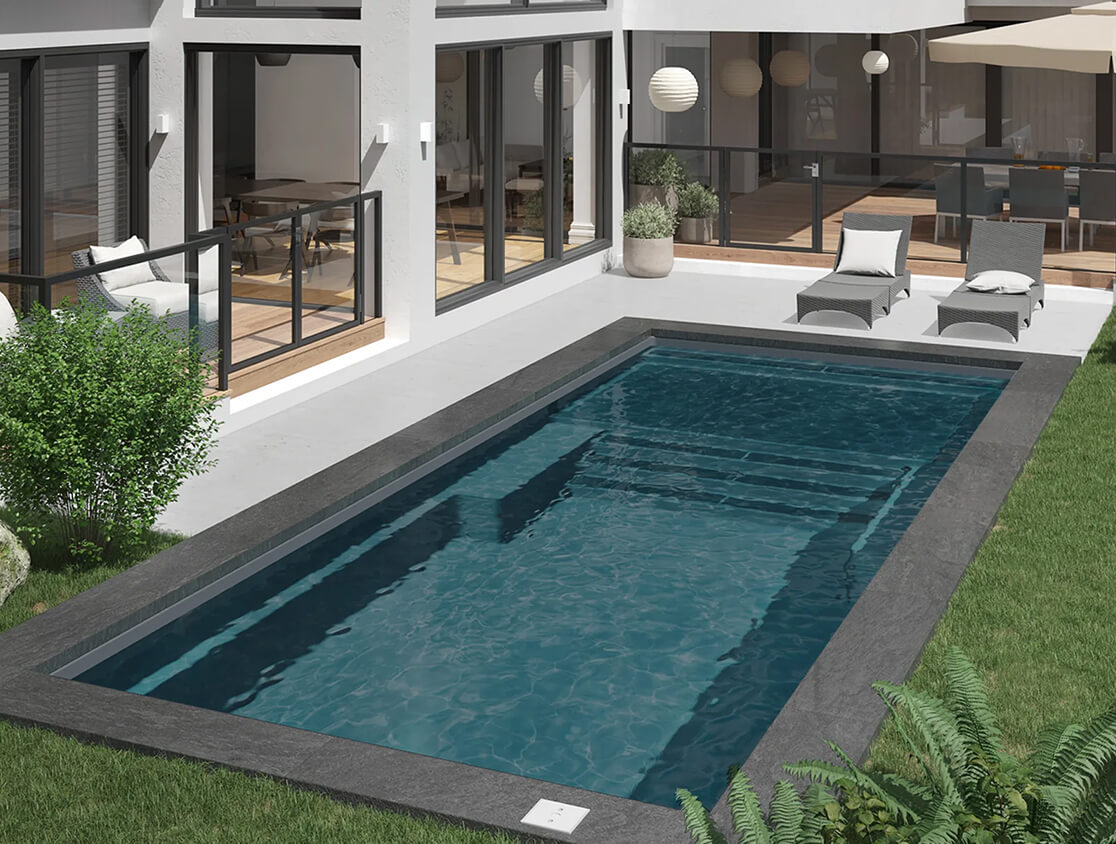 Exemple piscine en fibre de verre couleur Rocky Floor