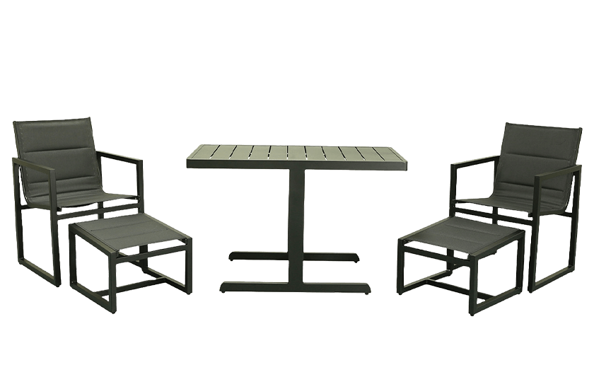 Balcony dining set 5 pieces in aluminum with Quick Dry textilene
