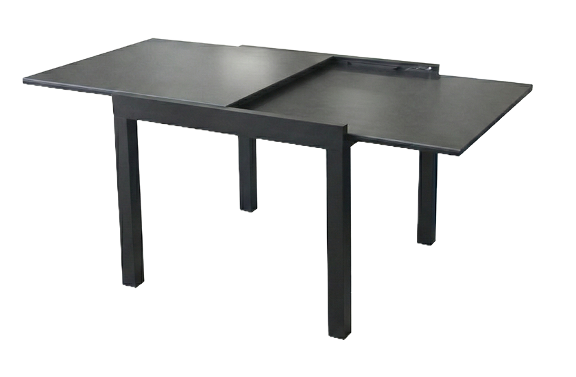 Emma Extendable Table in Black Aluminum with Black Rockbean Top
